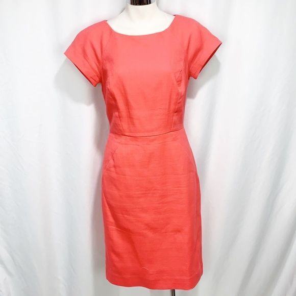 J. Crew Dresses & Skirts - J. Crew Coral Basketweave Short Sleeve Sheath Career Dress Size 2